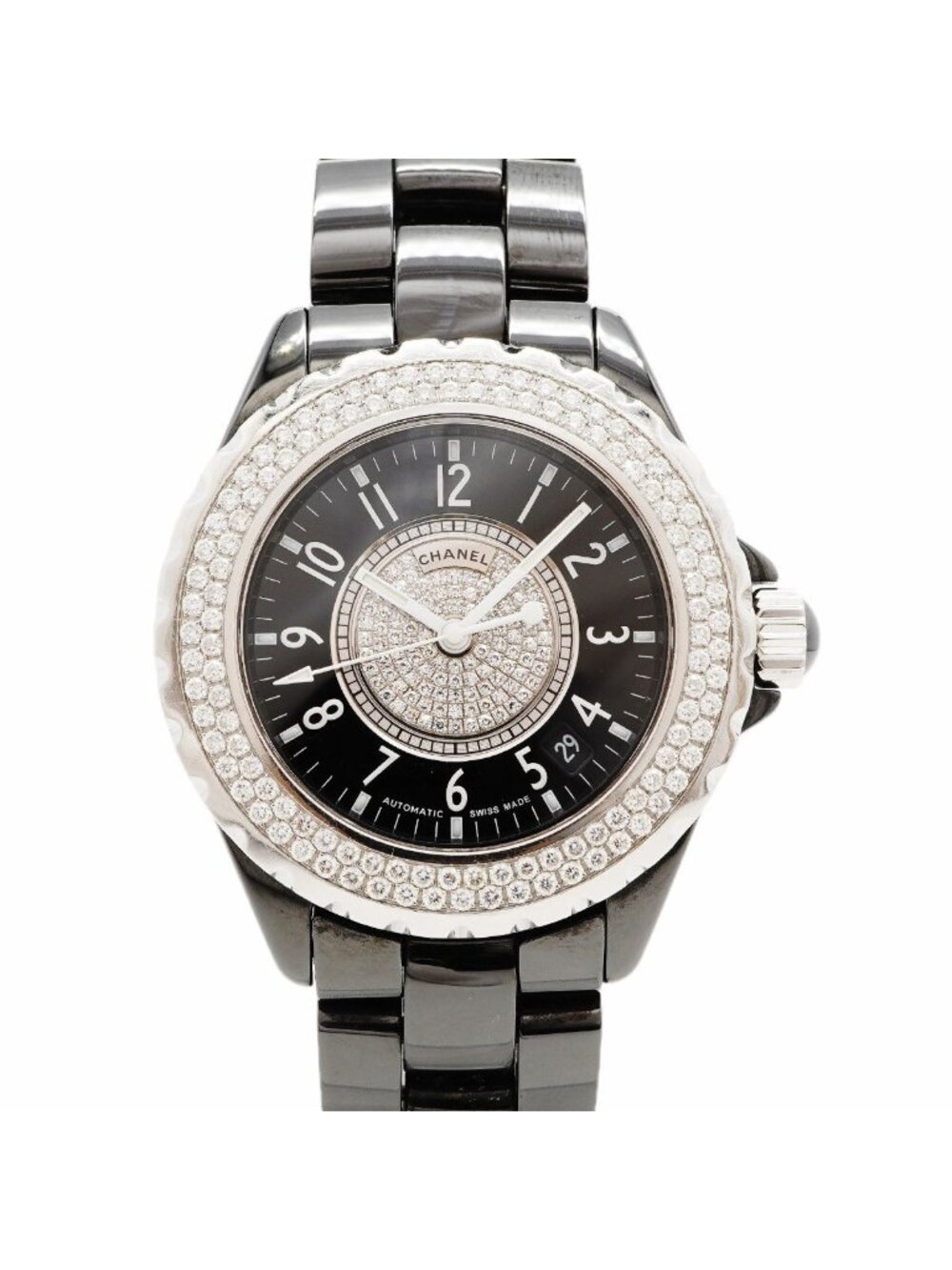 Chanel Diamond Black Dial Watch